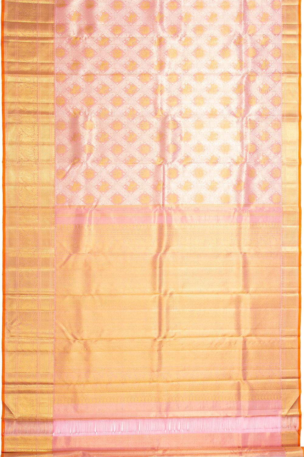 Kanchipuram Silk Tissue Brocade Pink Saree