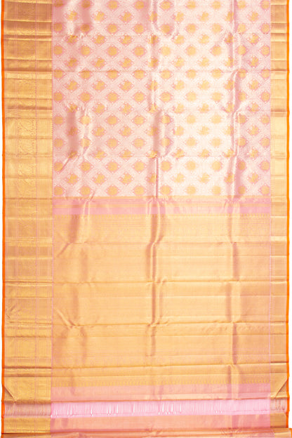 Kanchipuram Silk Tissue Brocade Pink Saree