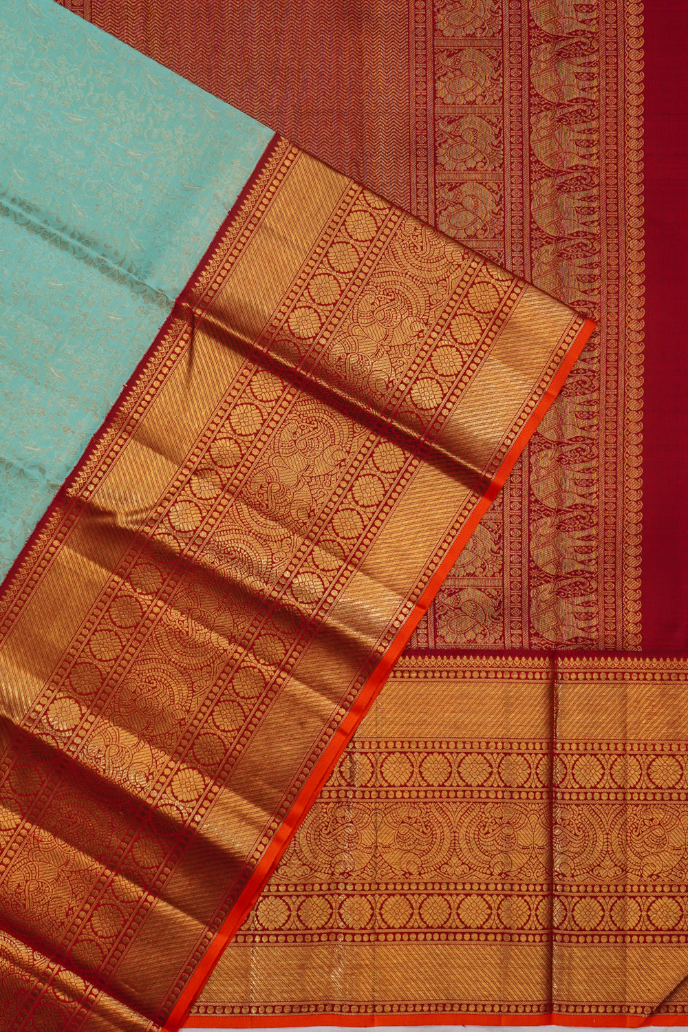 Kanchipuram Silk Brocade Sky Blue Saree
