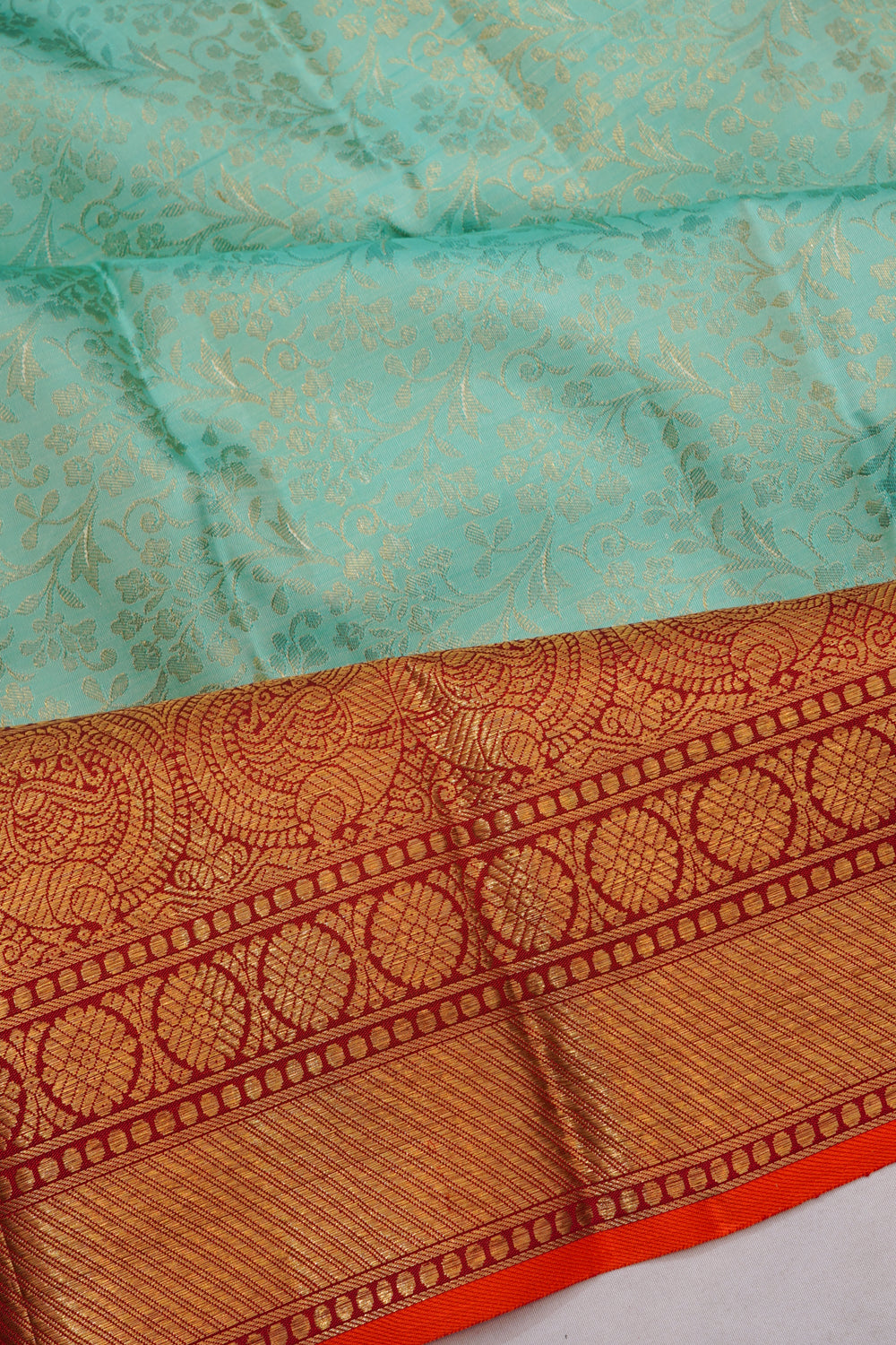 Kanchipuram Silk Brocade Sky Blue Saree
