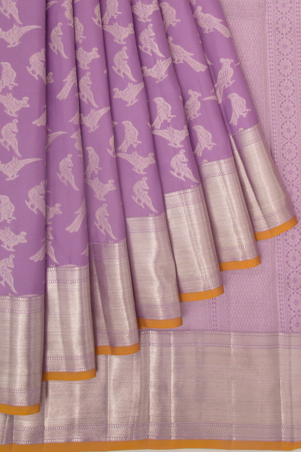 Kanchipuram Silk Brocade Lavender Saree