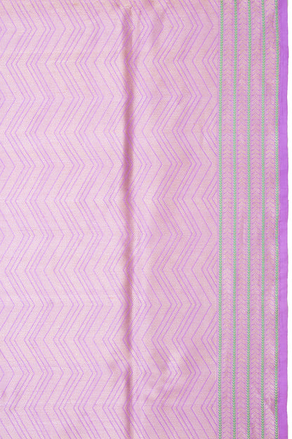 Banarasi Silk Tissue Zig Zag Lines Lavender Saree