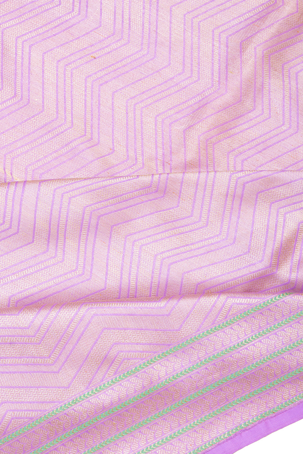 Banarasi Silk Tissue Zig Zag Lines Lavender Saree