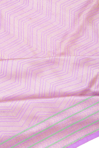 Banarasi Silk Tissue Zig Zag Lines Lavender Saree