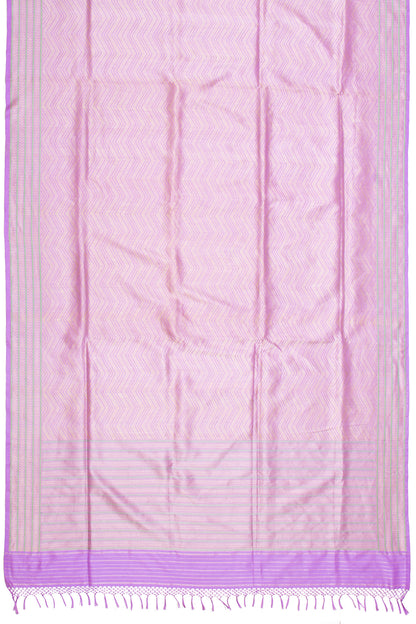 Banarasi Silk Tissue Zig Zag Lines Lavender Saree
