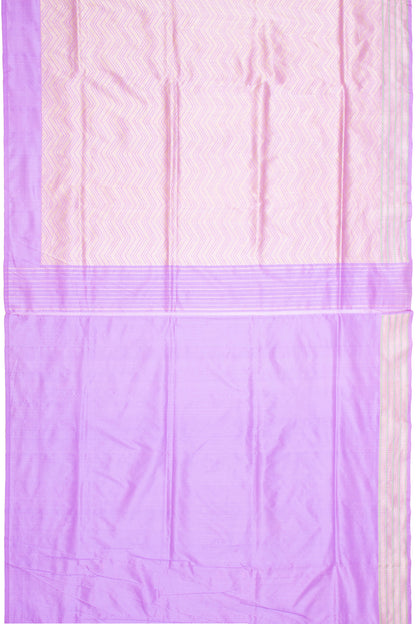 Banarasi Silk Tissue Zig Zag Lines Lavender Saree
