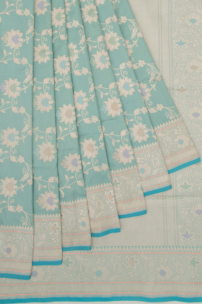 Banarasi Silk Jaal Pastel Green Saree