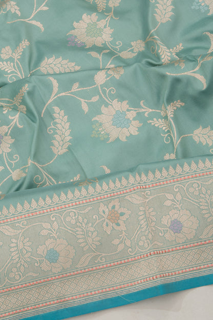 Banarasi Silk Jaal Pastel Green Saree