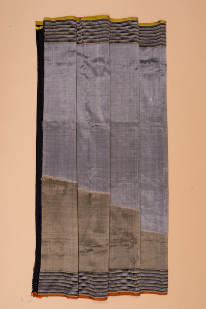 Kanchipuram Silk Tissue Plain Grey Saree
