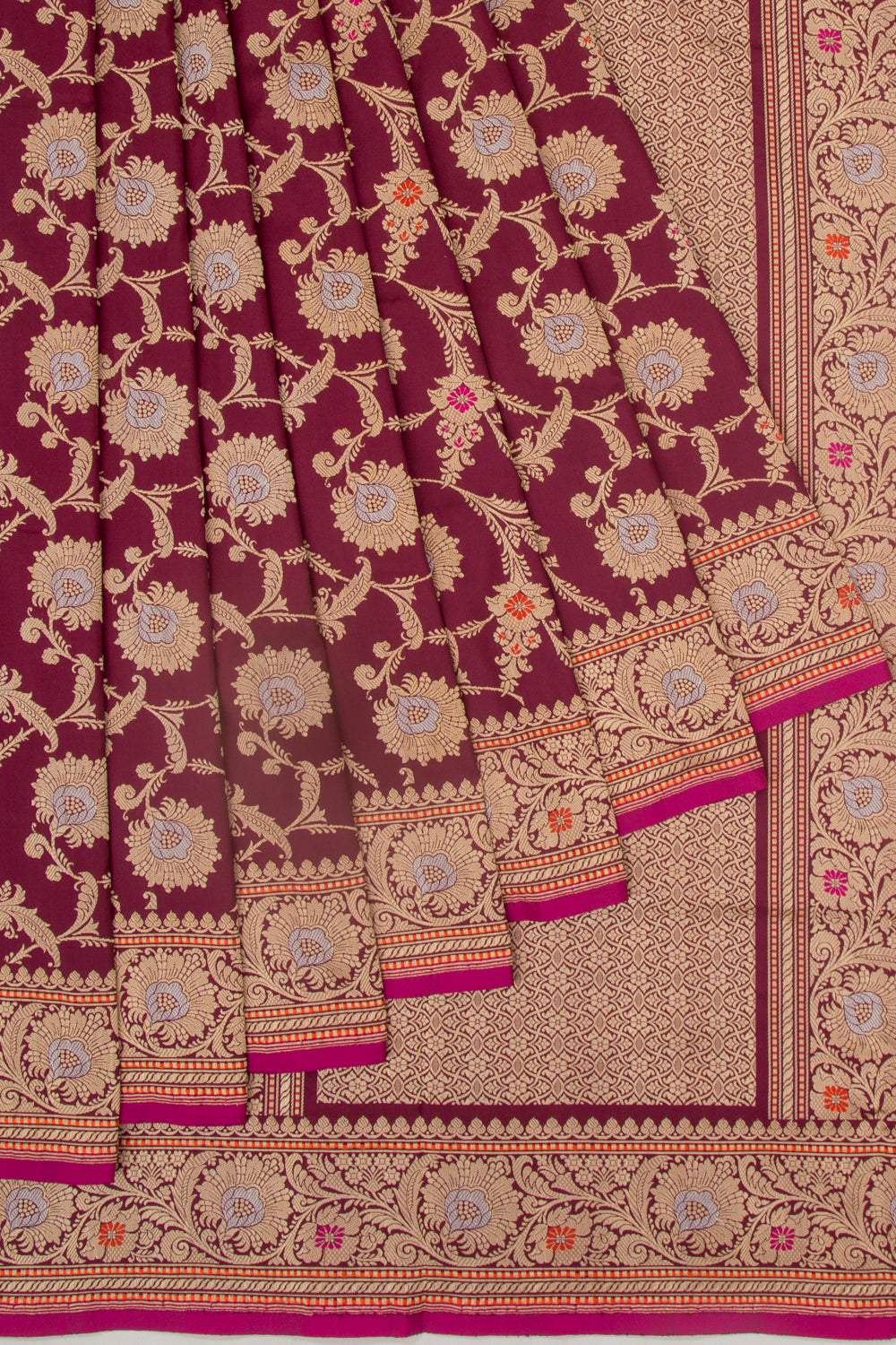 Banarasi Silk Jaal Maroon Saree