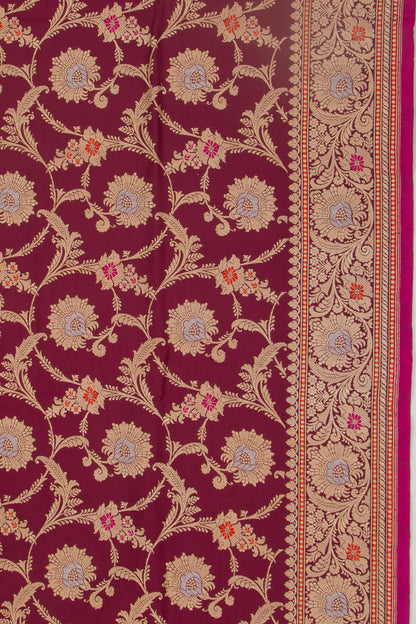 Banarasi Silk Jaal Maroon Saree