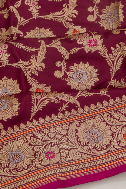 Banarasi Silk Jaal Maroon Saree