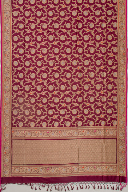 Banarasi Silk Jaal Maroon Saree