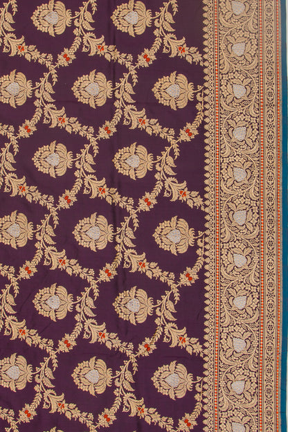 Banarasi Silk Jaal Burgundy Saree