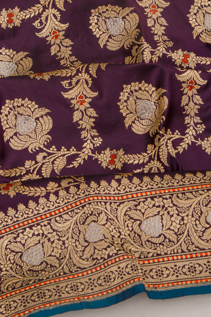 Banarasi Silk Jaal Burgundy Saree