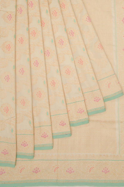 Banarasi Kora Organza Jaal Cream Saree