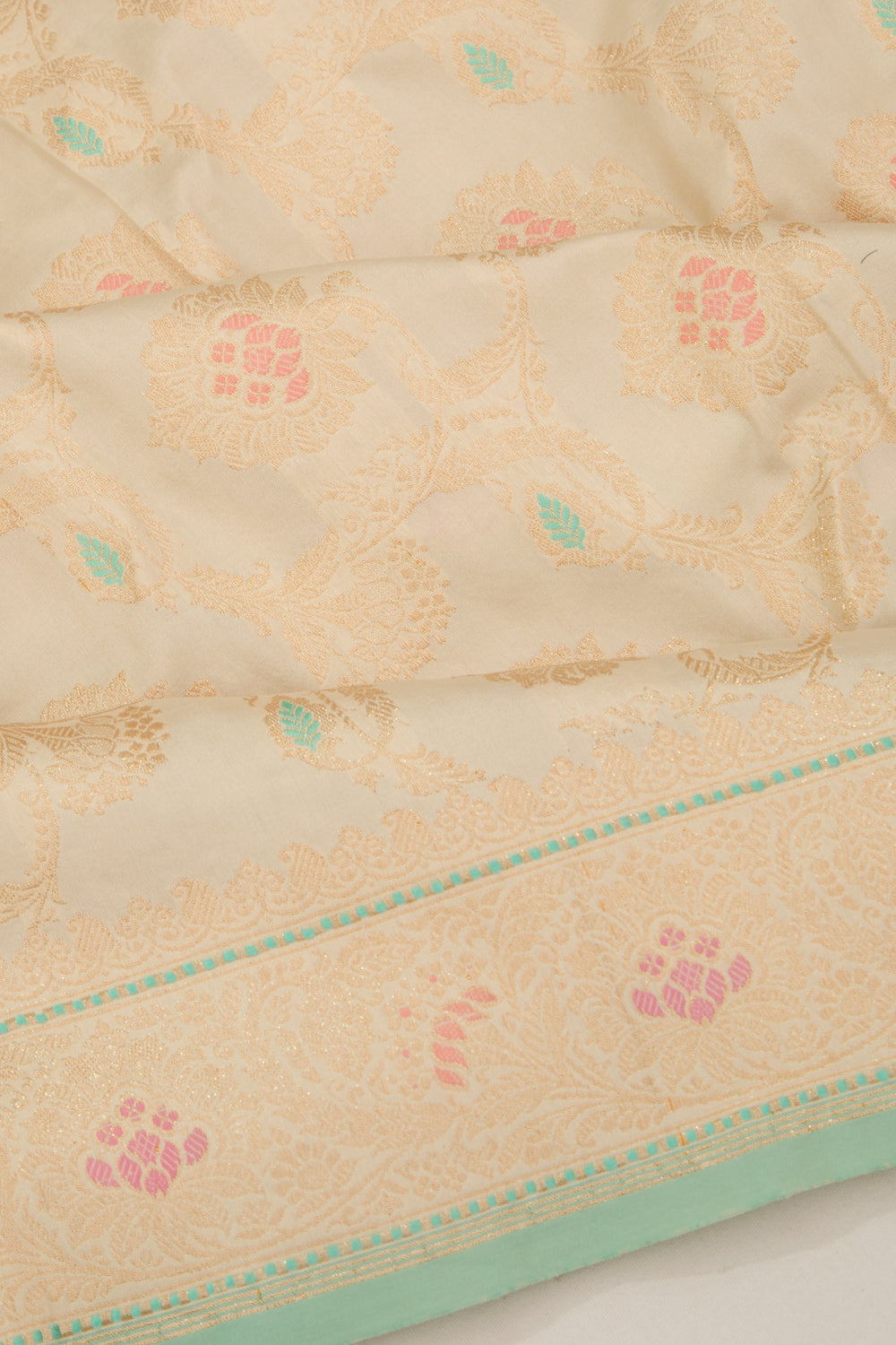 Banarasi Kora Organza Jaal Cream Saree