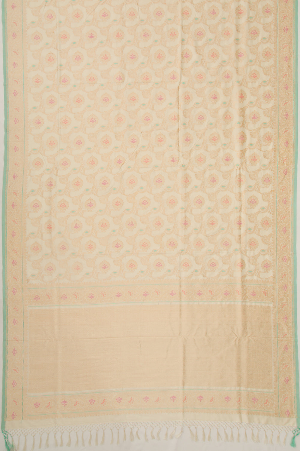 Banarasi Kora Organza Jaal Cream Saree