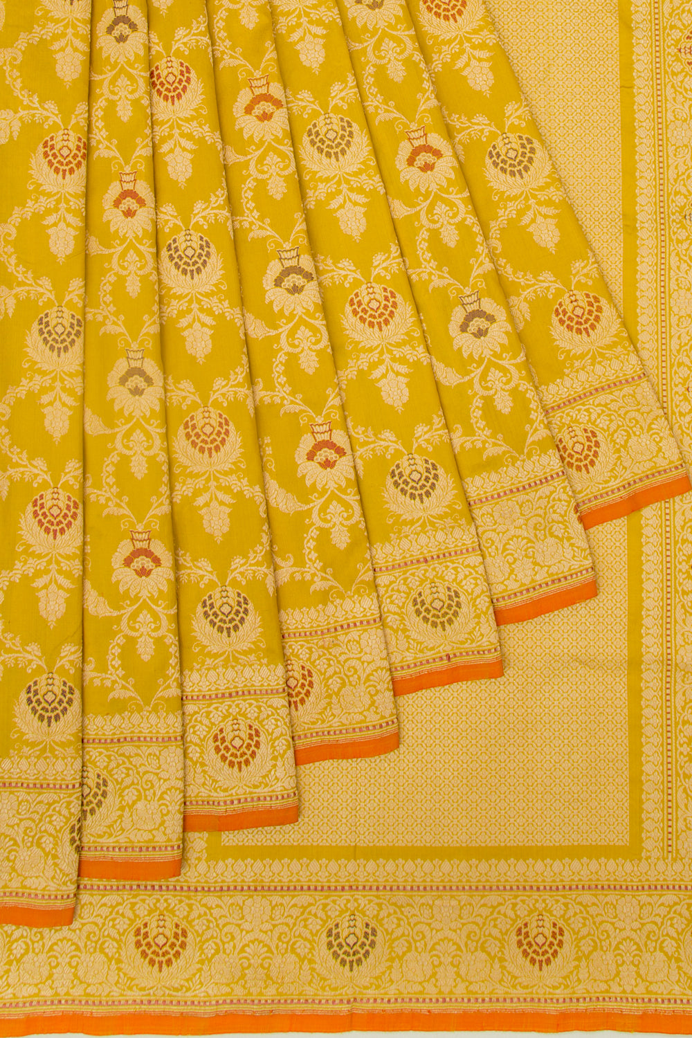 Banarasi Silk Jaal Yellow Saree