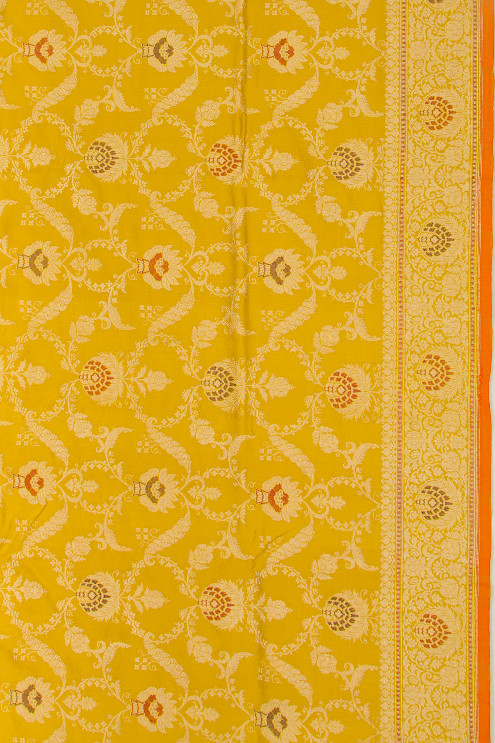 Banarasi Silk Jaal Yellow Saree