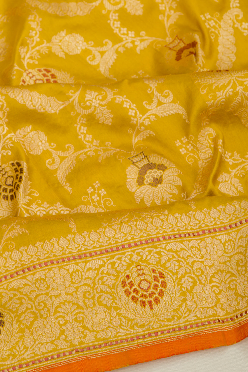 Banarasi Silk Jaal Yellow Saree