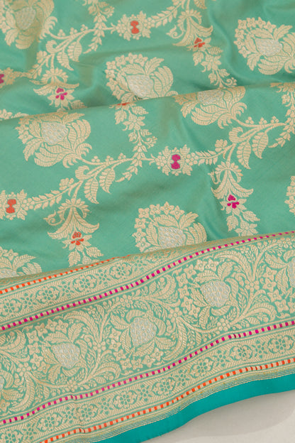 Banarasi Silk Jaal Sea Green Saree