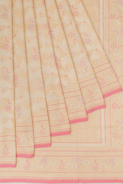 Banarasi Silk Jaal Cream Saree