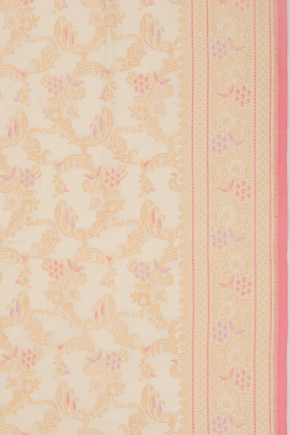 Banarasi Silk Jaal Cream Saree