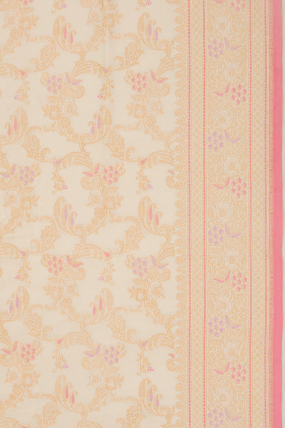 Banarasi Silk Jaal Cream Saree