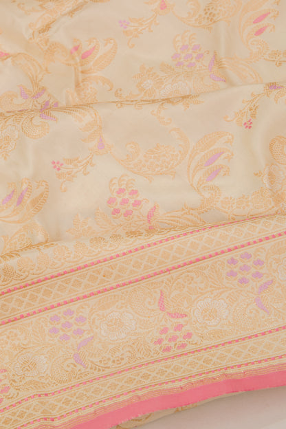 Banarasi Silk Jaal Cream Saree