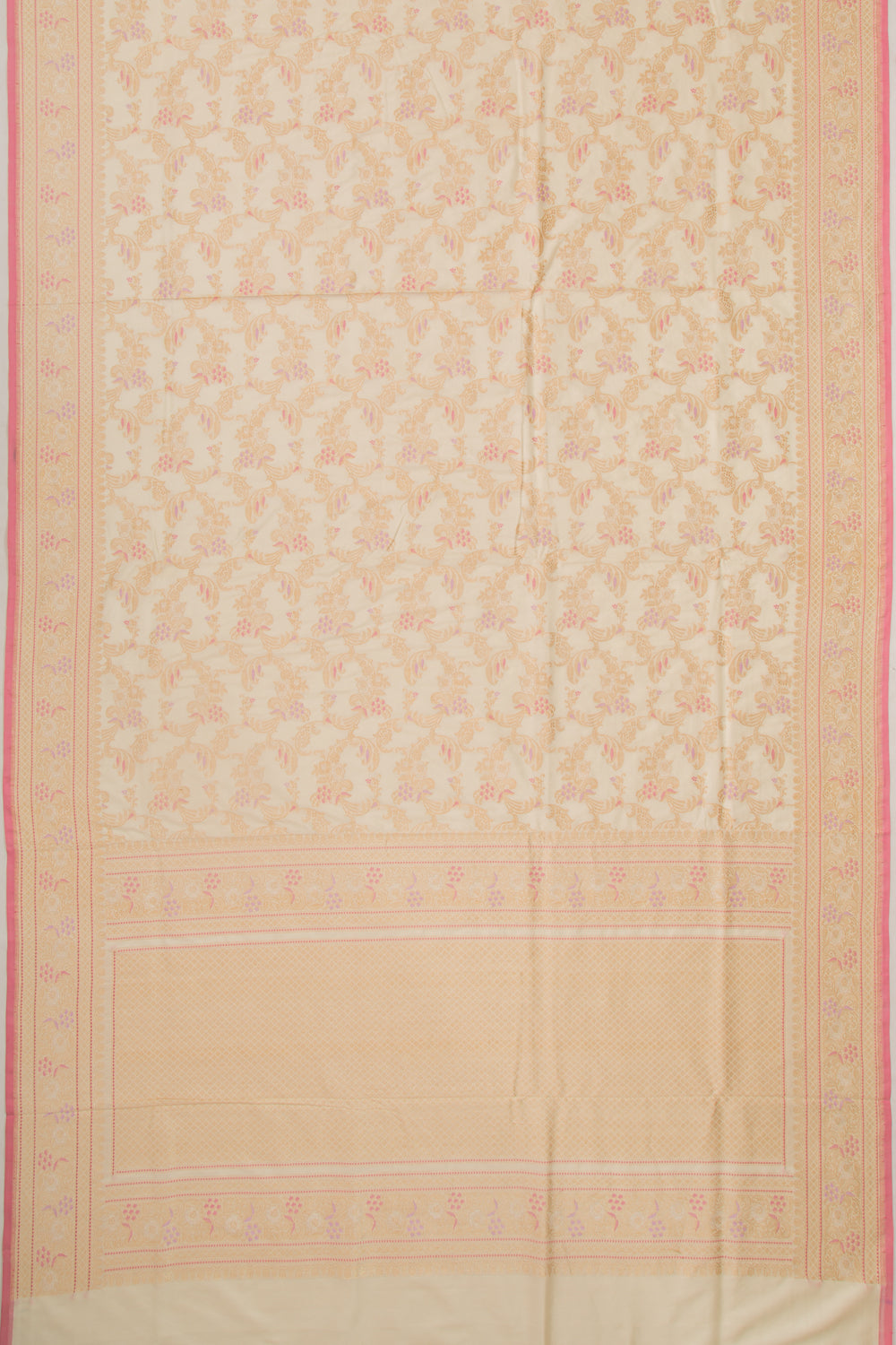 Banarasi Silk Jaal Cream Saree