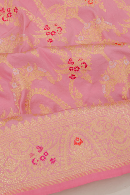 Banarasi Silk Jaal Pink Saree