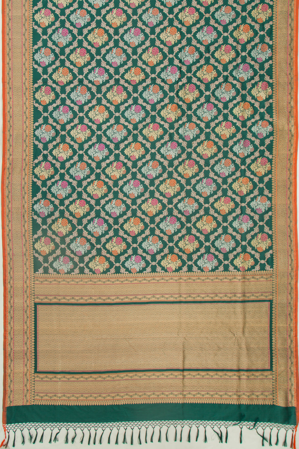 Banarasi Silk Brocade Bottle Green Saree