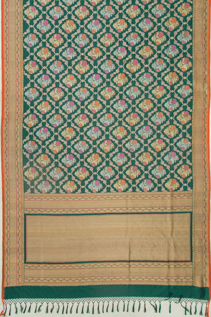 Banarasi Silk Brocade Bottle Green Saree