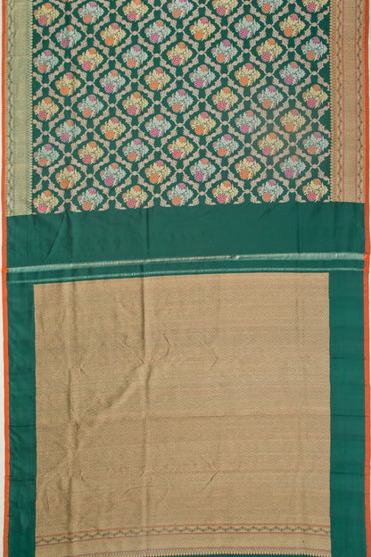 Banarasi Silk Brocade Bottle Green Saree