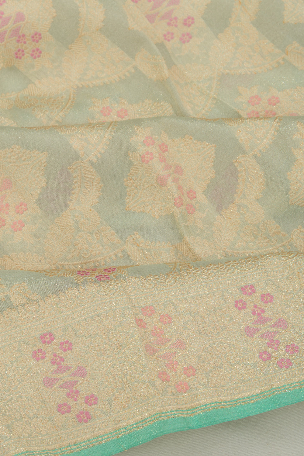Banarasi Kora Organza Jaal And Butta Green Saree