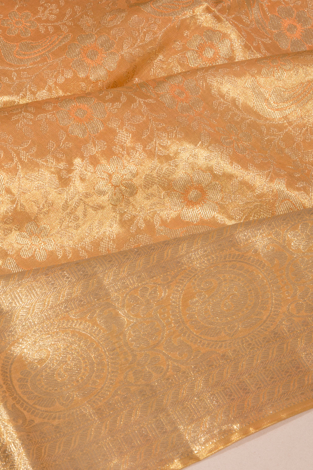 Taranga Kanchi Silk Tissue Brocade Orange Saree