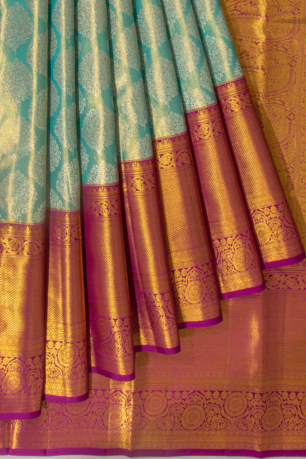 Taranga Kanchi Silk Tissue Brocade Sky Blue Saree