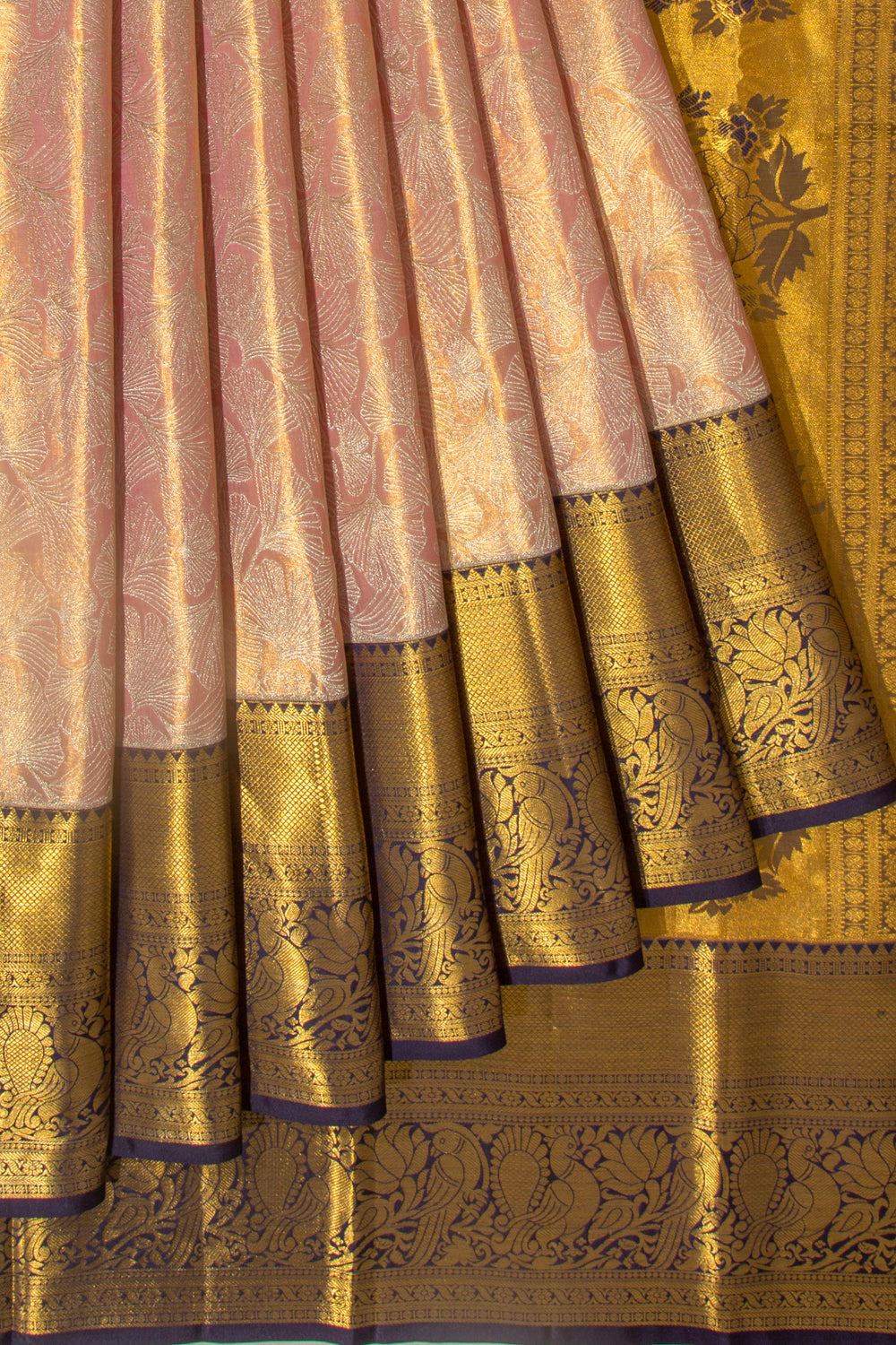 Taranga Kanchi Silk Tissue Brocade Peach Saree