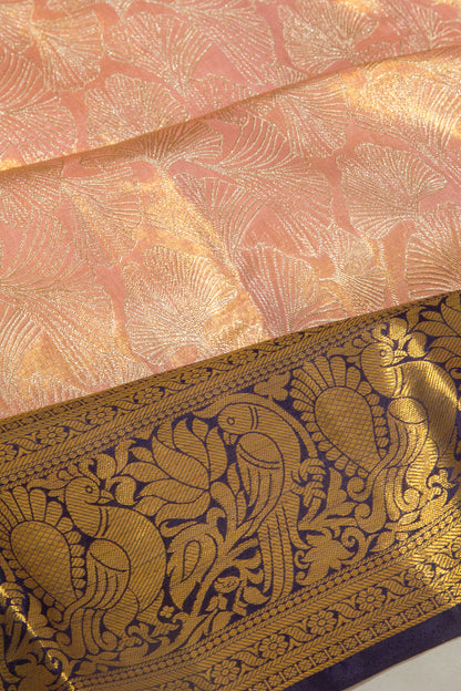 Taranga Kanchi Silk Tissue Brocade Peach Saree