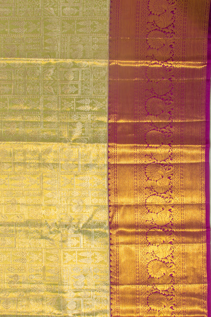 Taranga Kanchi Silk Tissue Brocade Green Saree