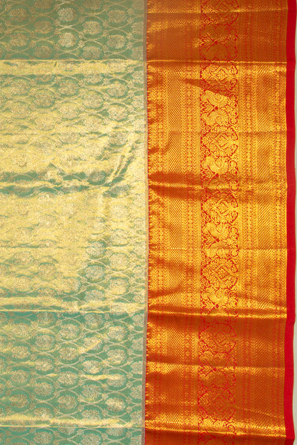 Taranga Kanchi Silk Tissue Brocade Green Saree