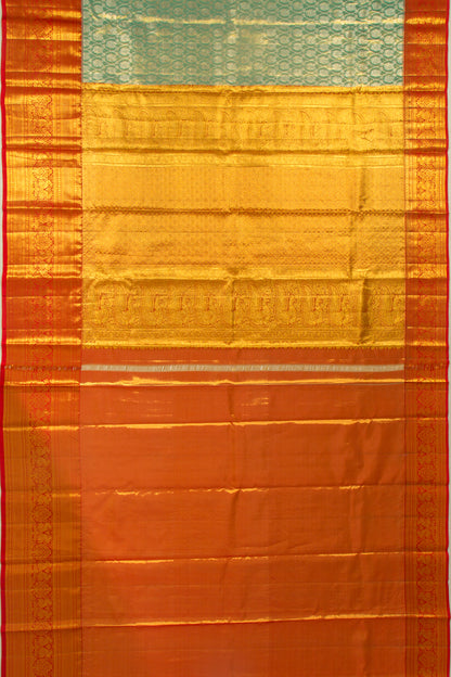 Taranga Kanchi Silk Tissue Brocade Green Saree