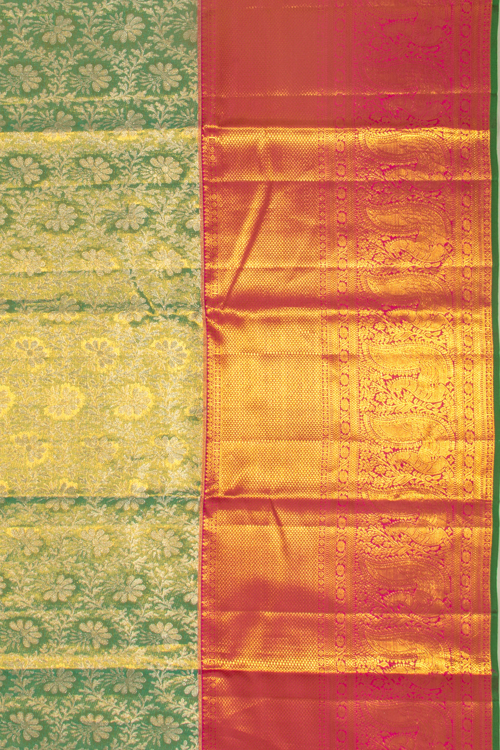Taranga Kanchi Silk Tissue Brocade Green Saree