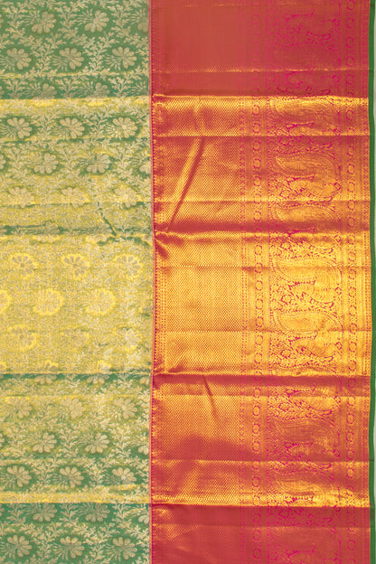 Taranga Kanchi Silk Tissue Brocade Green Saree