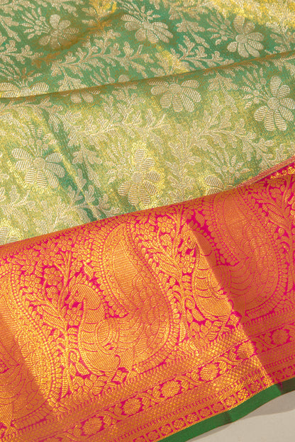 Taranga Kanchi Silk Tissue Brocade Green Saree