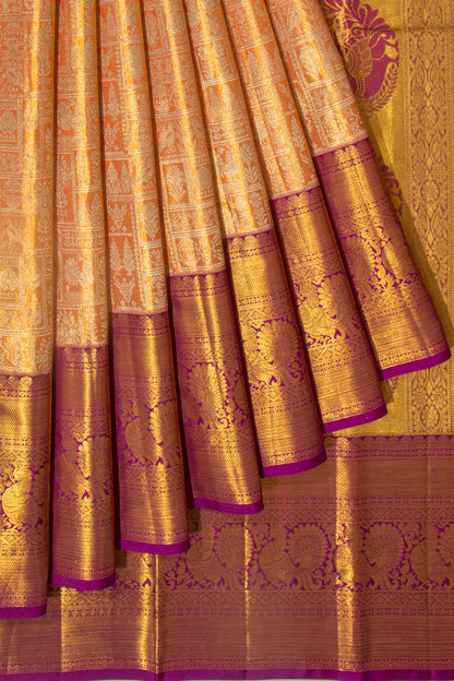 Taranga Kanchi Silk Tissue Brocade Orange Saree