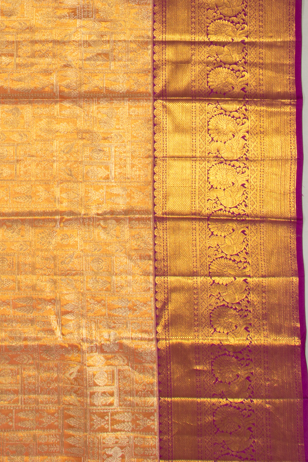 Taranga Kanchi Silk Tissue Brocade Orange Saree