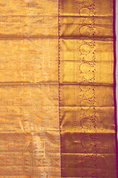 Taranga Kanchi Silk Tissue Brocade Orange Saree