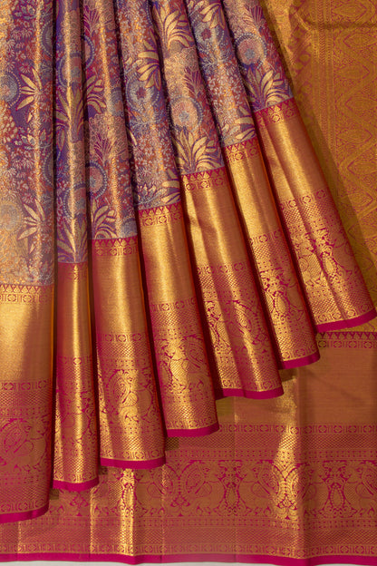 Taranga Kanchi Silk Tissue Brocade Dark Blue Saree